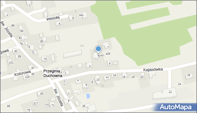 Przeginia Duchowna, Kajasówka, 5, mapa Przeginia Duchowna