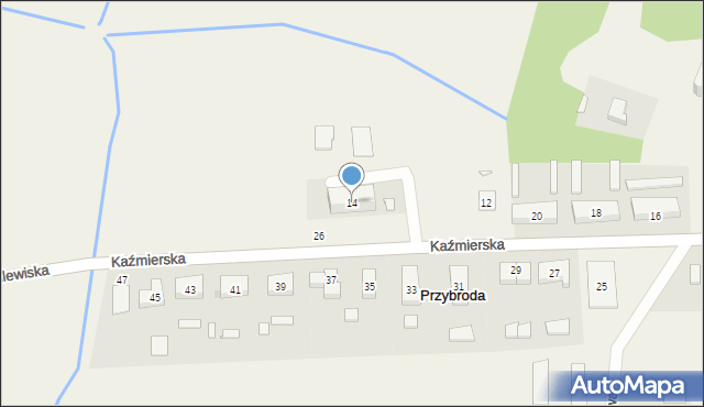Przybroda, Kaźmierska, 14, mapa Przybroda