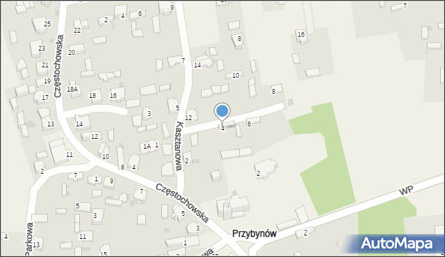 Przybynów, Kasztanowa, 4, mapa Przybynów