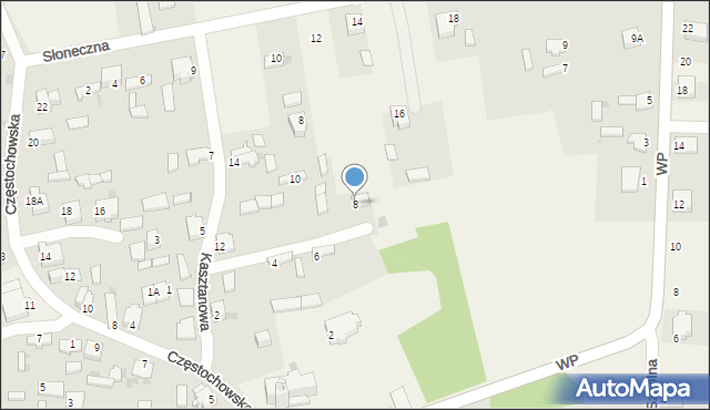 Przybynów, Kasztanowa, 8, mapa Przybynów