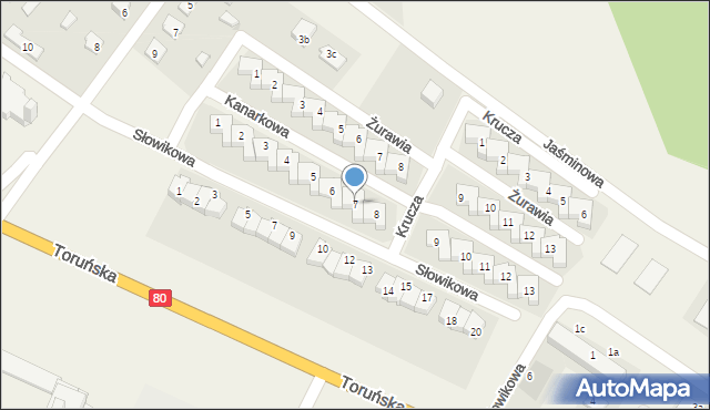 Przysiek, Kanarkowa, 7, mapa Przysiek