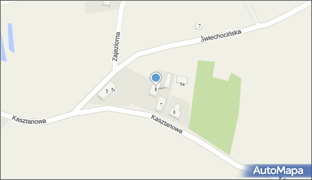 Pszczew, Kasztanowa, 6, mapa Pszczew