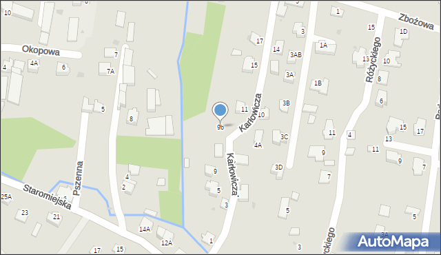 Pszczyna, Karłowicza Jana, 9b, mapa Pszczyny