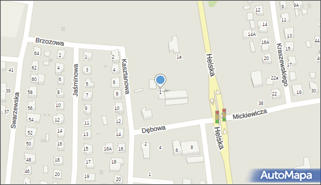 Puck, Kasztanowa, 1, mapa Puck