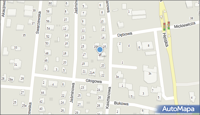 Puck, Kasztanowa, 18A, mapa Puck