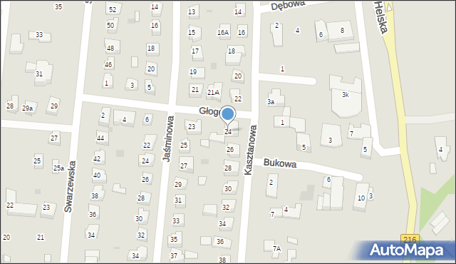 Puck, Kasztanowa, 24, mapa Puck