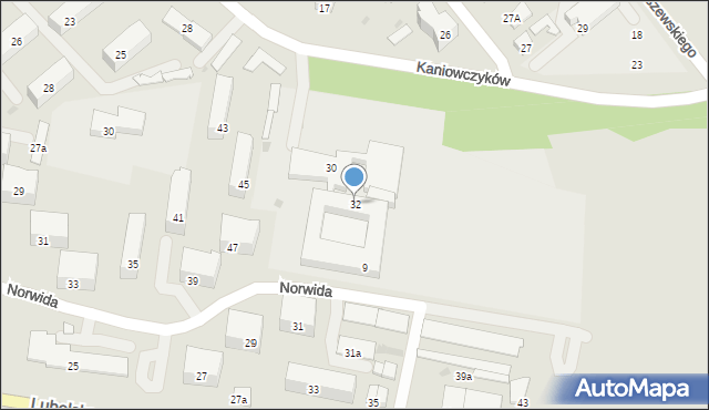Puławy, Kaniowczyków, 32, mapa Puław