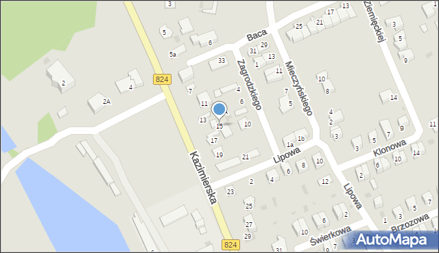 Puławy, Kazimierska, 15, mapa Puław