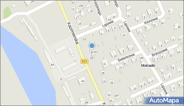 Puławy, Kazimierska, 27, mapa Puław