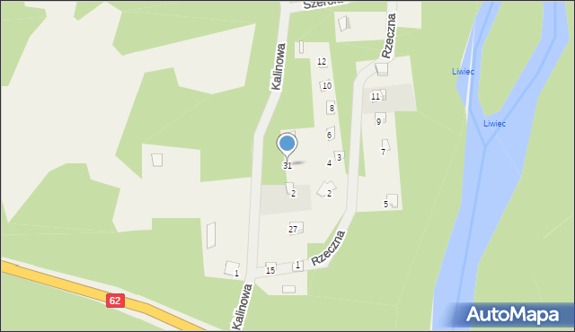 Puste Łąki, Kalinowa, 31, mapa Puste Łąki