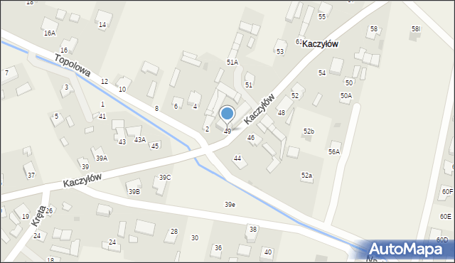 Pysznica, Kaczyłów, 49, mapa Pysznica