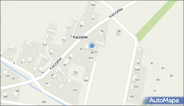 Pysznica, Kaczyłów, 50, mapa Pysznica