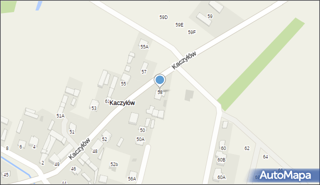 Pysznica, Kaczyłów, 58, mapa Pysznica