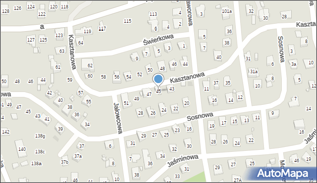 Radlin, Kasztanowa, 45, mapa Radlin