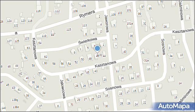 Radlin, Kasztanowa, 46, mapa Radlin