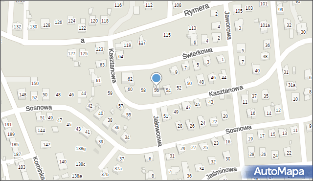 Radlin, Kasztanowa, 56, mapa Radlin