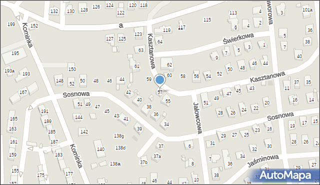 Radlin, Kasztanowa, 57, mapa Radlin