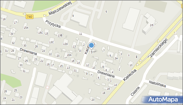 Radom, Kacza, 3, mapa Radomia