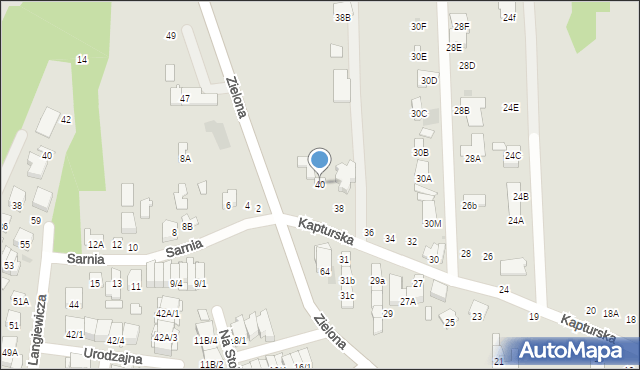 Radom, Kapturska, 40, mapa Radomia