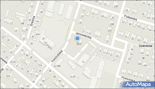 Radom, Kaszubska, 29, mapa Radomia