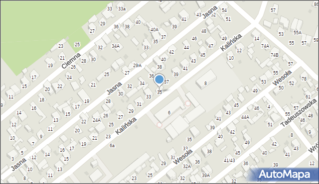 Radom, Kalińska, 35, mapa Radomia