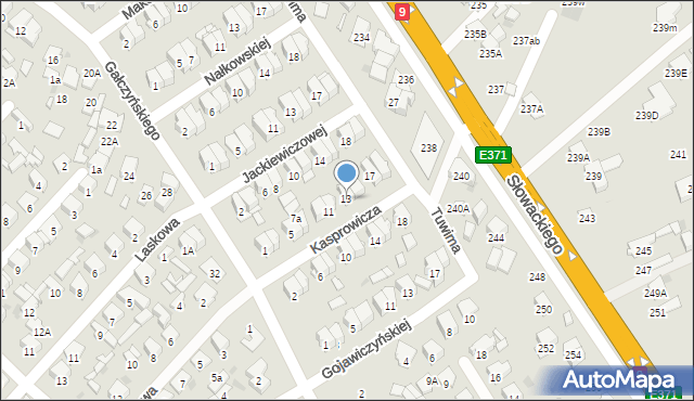 Radom, Kasprowicza Jana, 13, mapa Radomia