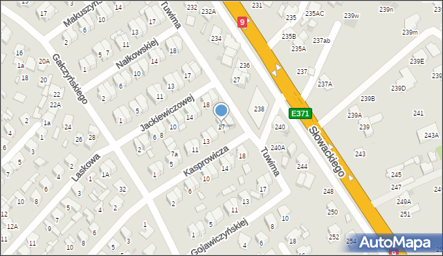 Radom, Kasprowicza Jana, 17, mapa Radomia