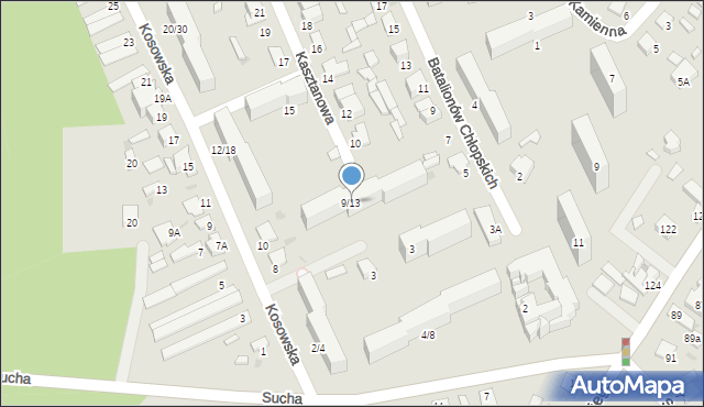 Radom, Kasztanowa, 9/13, mapa Radomia