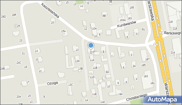 Radom, Kasztelańska, 11, mapa Radomia