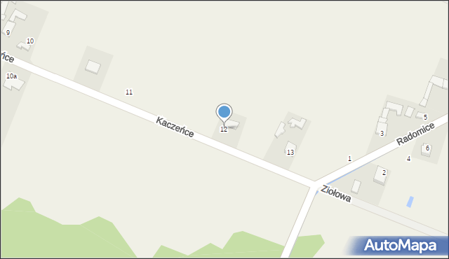 Radomice, Kaczeńce, 12, mapa Radomice