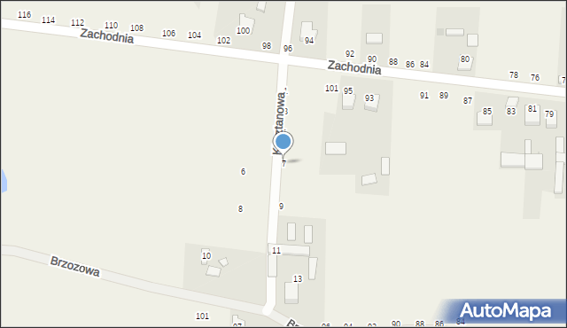 Radostków, Kasztanowa, 7, mapa Radostków