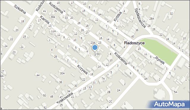 Radoszyce, Karola, 2, mapa Radoszyce