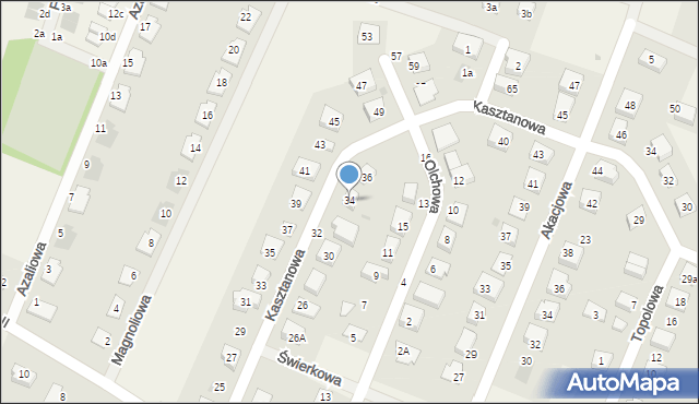 Radwanice, Kasztanowa, 34, mapa Radwanice