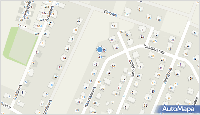 Radwanice, Kasztanowa, 43, mapa Radwanice