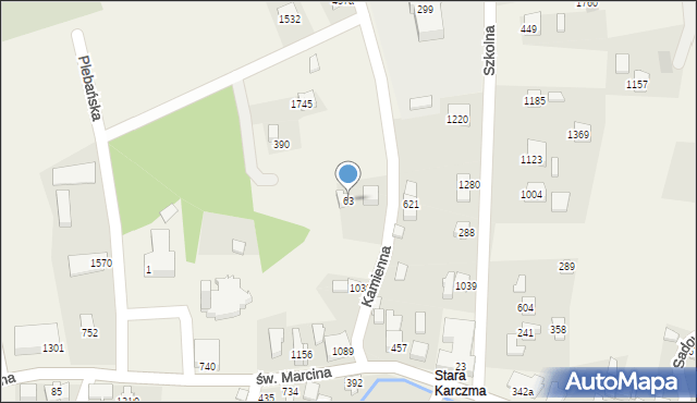 Radziechowy, Kamienna, 63, mapa Radziechowy