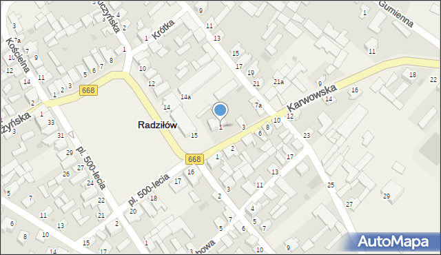 Radziłów, Karwowska, 1, mapa Radziłów