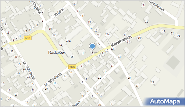 Radziłów, Karwowska, 3, mapa Radziłów