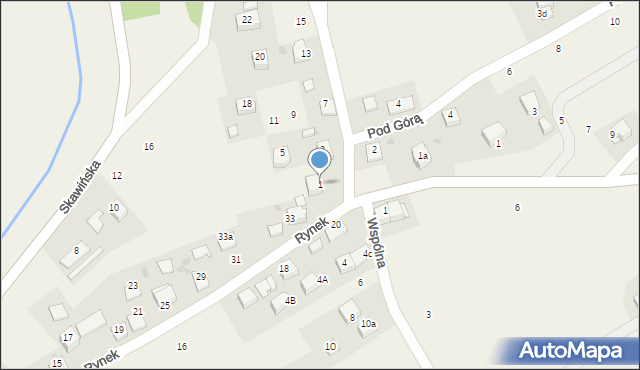 Radziszów, Kamienna, 1, mapa Radziszów