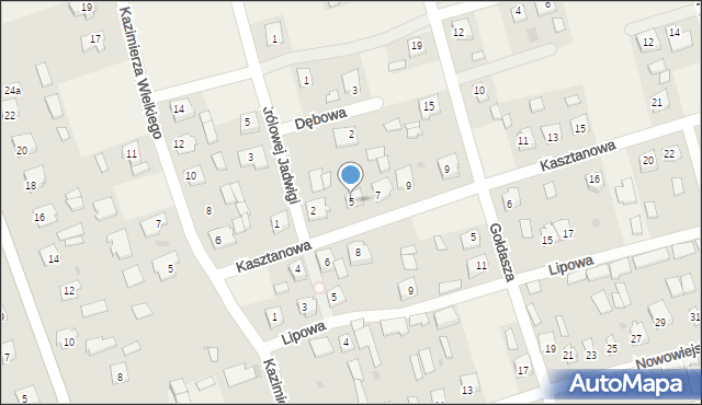 Raniżów, Kasztanowa, 5, mapa Raniżów