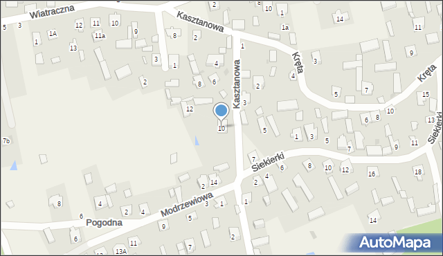 Regut, Kasztanowa, 10, mapa Regut