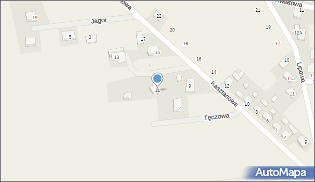 Różanki, Kasztanowa, 11, mapa Różanki