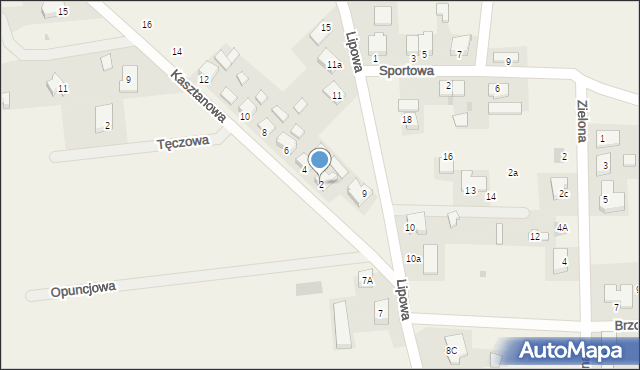 Różanki, Kasztanowa, 2, mapa Różanki