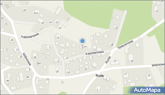 Ruda, Kasztanowa, 4, mapa Ruda
