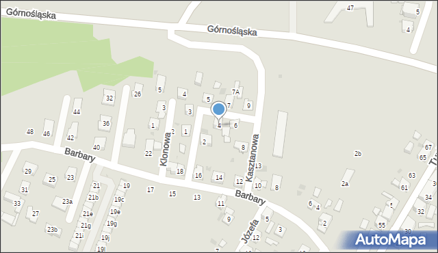 Ruda Śląska, Kasztanowa, 4, mapa Rudy Śląskiej