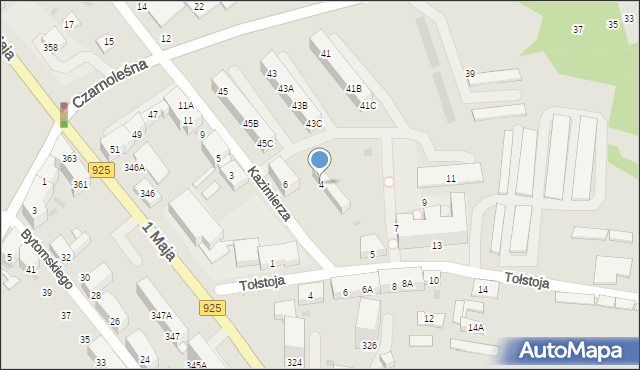 Ruda Śląska, Kazimierza, 4, mapa Rudy Śląskiej