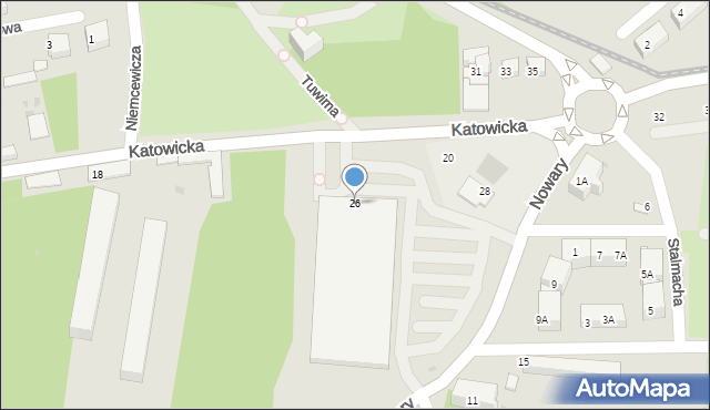 Ruda Śląska, Katowicka, 26, mapa Rudy Śląskiej