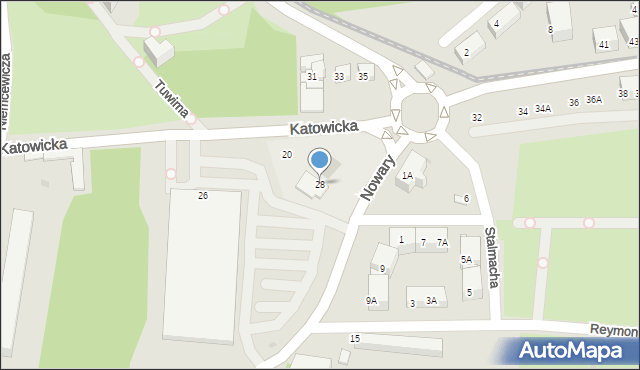 Ruda Śląska, Katowicka, 28, mapa Rudy Śląskiej