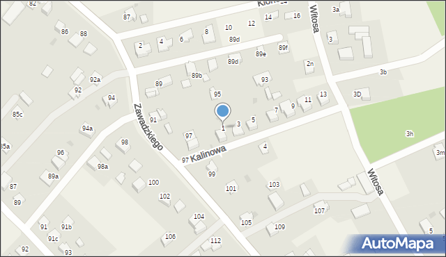 Rudołtowice, Kalinowa, 1, mapa Rudołtowice