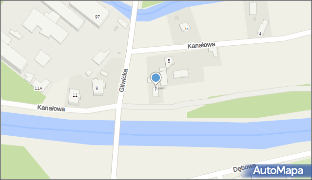 Rudziniec, Kanałowa, 7, mapa Rudziniec