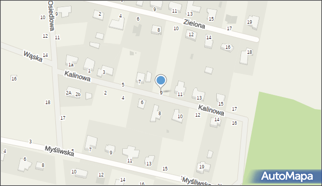 Rurzyca, Kalinowa, 9, mapa Rurzyca